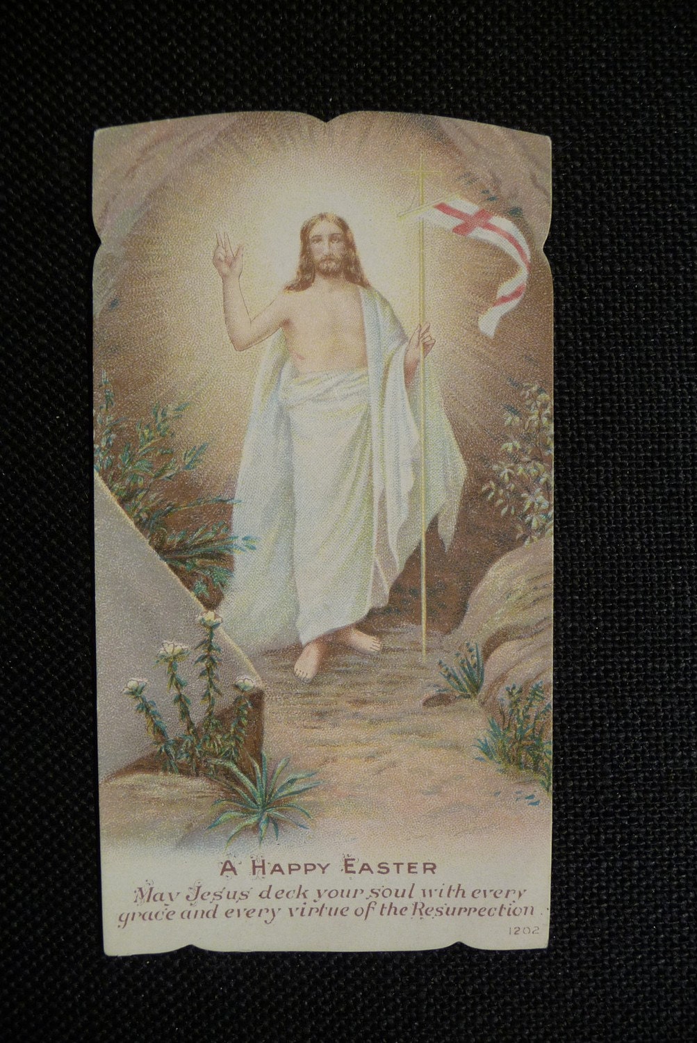 Vintage holy card A Happy Easter Jesus by SalvageRelics on Etsy