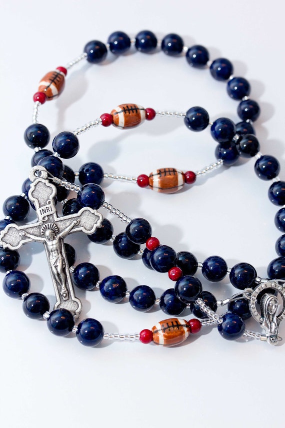 Items similar to Personalized Sports Rosary Football on Etsy