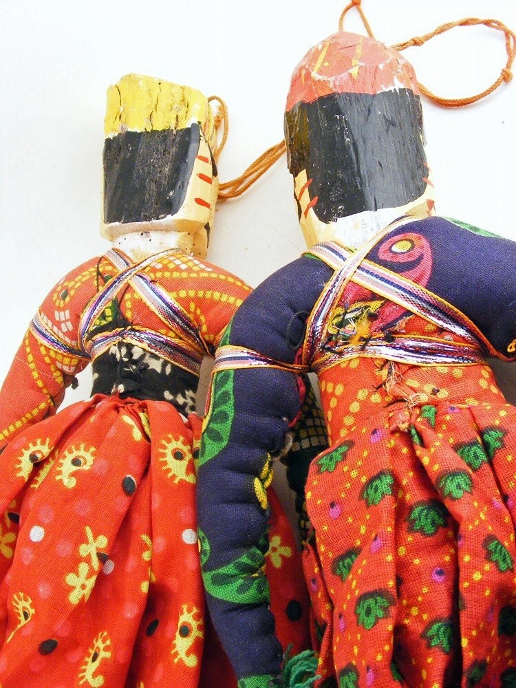 Vintage Hand Puppets Indian Rajasthani Folk Art