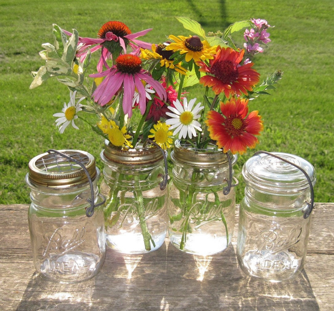 diy hangers mason jar Lids Vases Mason Flower Upcycled PINT Jars Lightning 4 Frog