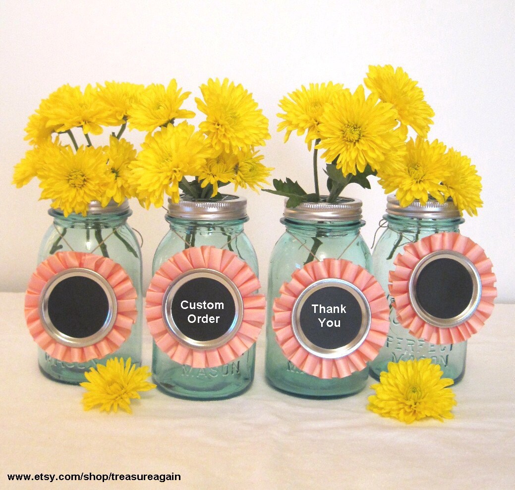 Jar Ribbon Chalkboard Tags Mason Jar Centerpiece Decorations