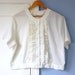 White Ruffle Blouse Vintage Crop Top Secretary Shirt Button Up Baroness Large Plus Size