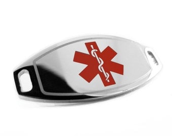 Red Medical ID Plate for Beaded Bracelets, ENGRAVED FREE - i1C