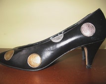 DECOLLETE PUMPS IN BLACK MIX WHITE DOTS HAIRCALF