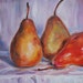Pear Painting, Fruit Still Life - original 8 x 10 oil by Carol DeMumbrum