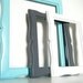 Holiday Sale 10% Off - Beachy Chic Wall Frame Collection with GLASS in Aqua Blue, light gray, and antique white.