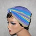 Handmade Fashion Twist Turban Yellow, Turquoise Blue Electron Stripe