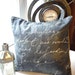 French Script Pillow Cover - Black and Burlap 18 inch Decorative Pillow