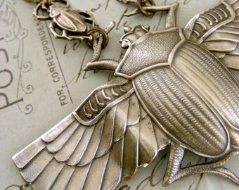 Vintage Necklace - Art Deco Necklace - Scarab Necklace - Egyptian Jewelry - Statement Necklace - handmade jewelry