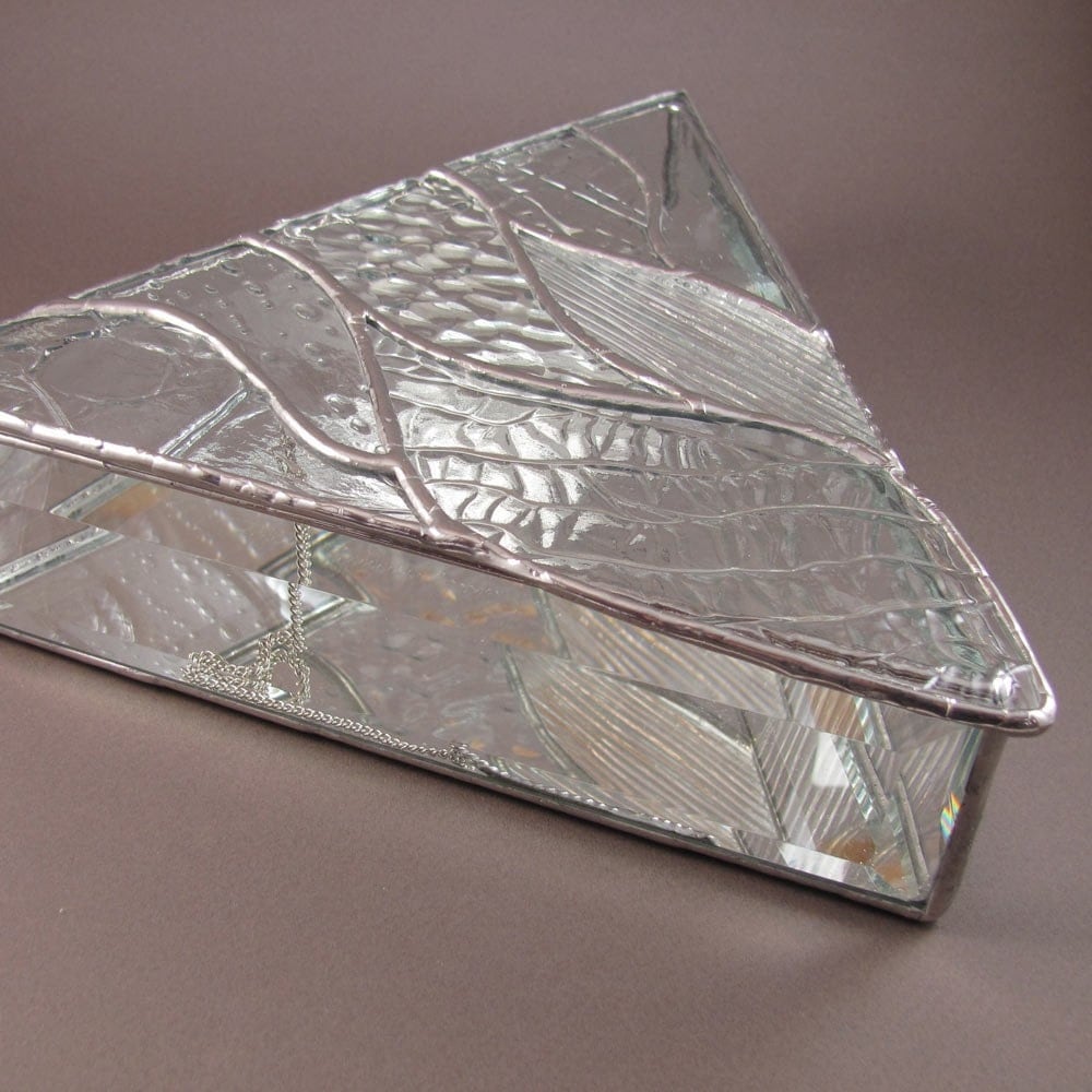 Stained Glass Jewelry Box in a Triangle shape by JiSTglass on Etsy