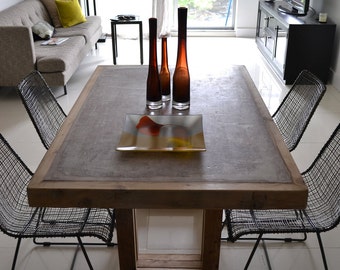 Concrete Dining Table, Concrete and Reclaimed Wood Table, Reclaimed Wood Table, Concrete Table, Concrete Furniture Reclaimed Wood Furniture