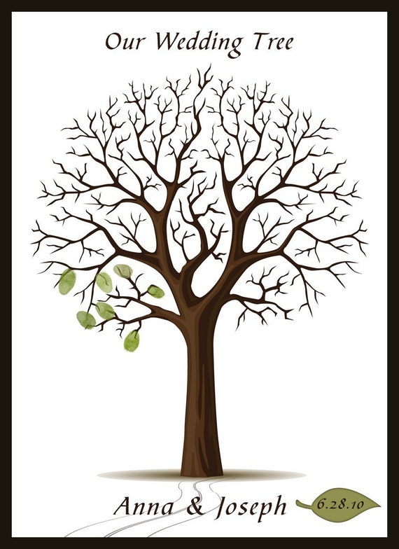 POSTER LARGE 18 X 24 WEDDING SIGNATURE THUMB PRINT TREE
