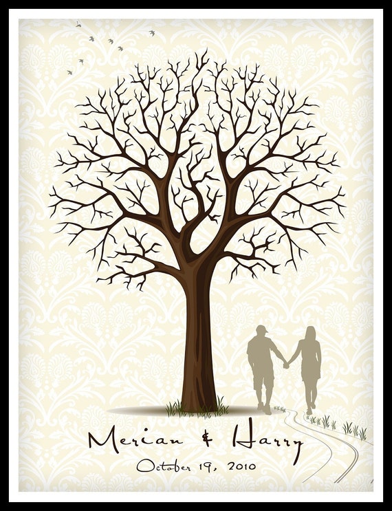 items similar to personalized wedding tree poster signature and