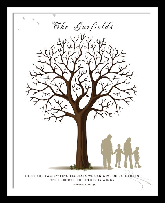 Items similar to Family Signature and Fingerprint Tree DIY PRINTABLE ...