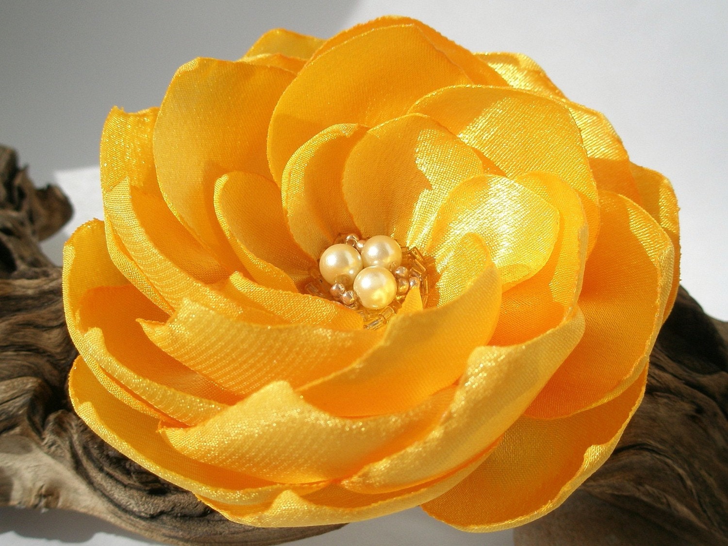 Intricate Yellow Flower Hair Clip Gentle Bridal Floral Hair
