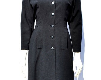 Vintage 60's trench dress shirt dress s6 mad men couture LBD by thekaliman