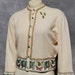On hold Vintage 50's cashmere DALTON sweater hand decorated velvet buttons brocade border sL by the kaliman