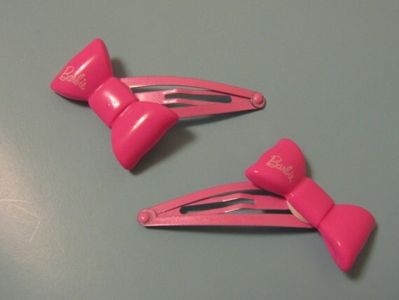 Pink Barbie Bow Hair Clips