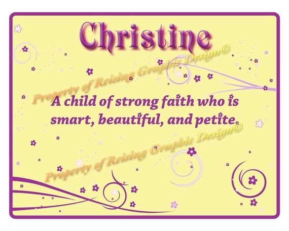 of christine meaning Christine named for on Etsy Meaning Print a girl Name Personalized