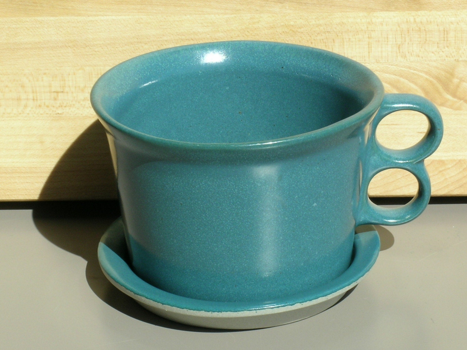 Vintage BENNINGTON Pottery Trigger Ceramic Mug Saucer Soup Cup