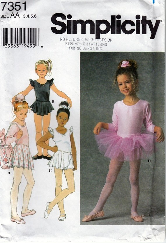 Sewing Pattern Child's Ballet Leotard Tutu Simplicity
