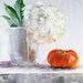 original art oil painting white flower and persimmon canvas art still life