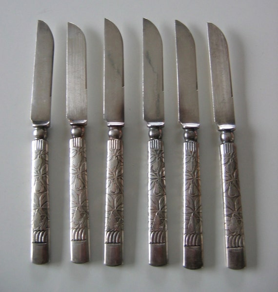 6 Vintage Fruit Knives. 1847 Rogers Bros. Antique Silver