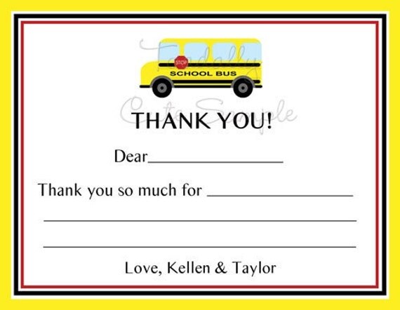 School Bus, Thank You Cards, personalized Il_570xn