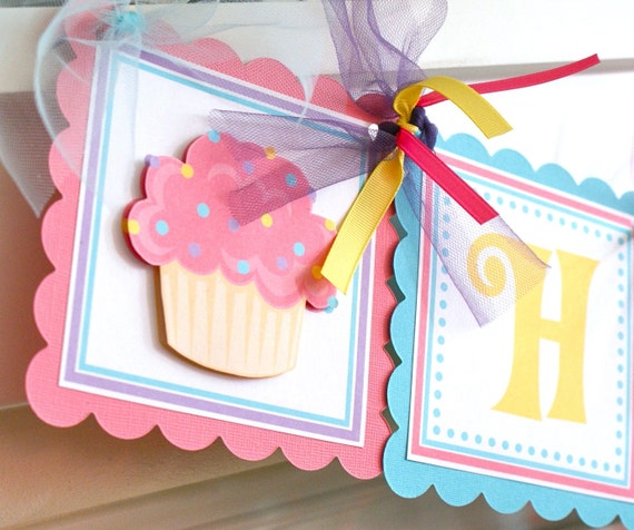 Cupcake Cutie, Birthday Banner Il_570xn