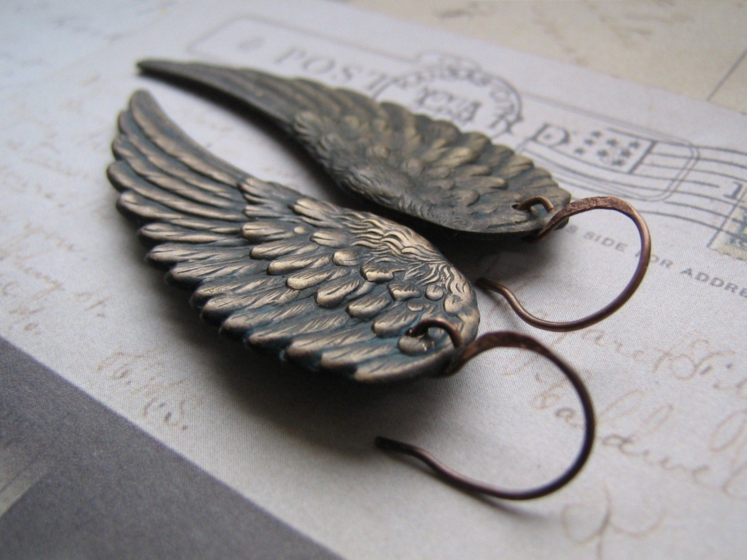 Gorgeous Ox Brass Angel Wings Earrings/Wing earrings | Etsy