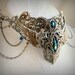 Orientalism Aged Silver and Swarovski Collar Necklace - Eyptian - Mythology - Victorian - Bridal - Blue - Silver - Goddess