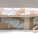 Blue Leaves on Creamy Brown Clutch with Vintage Ribbon
