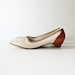 Vintage 60s RANGONI Low Ivory Heels, Women Size 7 AAA