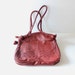 Vintage 70s CHERRY Brown Faux Leather Purse - Bohemian Woven Pattern