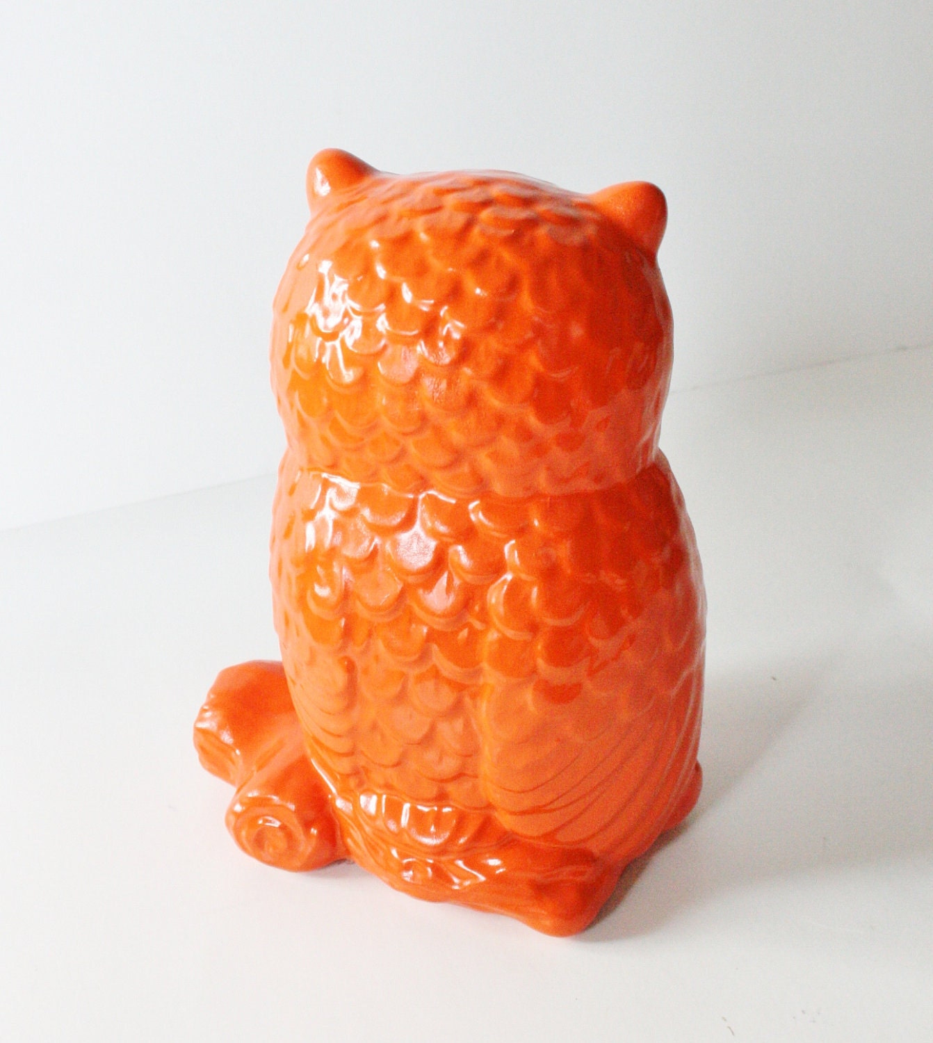 Vintage ORANGE Ceramic Owl Figurine
