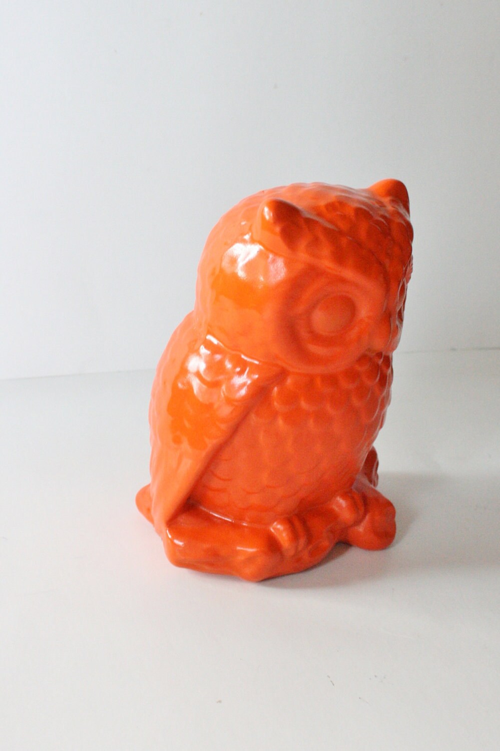 Vintage ORANGE Ceramic Owl Figurine