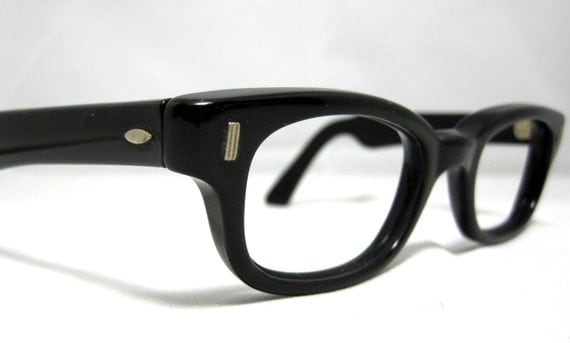 Vintage Mens Thick Horn Rim Black Eyeglasses Clark Kent Mad