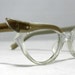 Vintage Eyelgasses. 60s Winged Cat Eye Glasses Taupe/Gold and Clear
