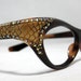 Vintage Cat Eye Glasses. Beautiful Tortoise with Rhinestones and Gold Snakeskin Designs