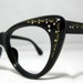 Vintage Cat Eye Glasses. Black Cat Eyes with Gold Designs and Rhinestones