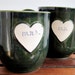 Newlywed Couple Mr. and Mrs. mug set In Rainforest Blue Handmade stoneware