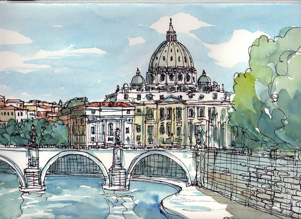 Rome Italy original watercolour by AndreVoyy on Etsy