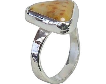 Petrified Palm Wood Ring set in Sterling Silver, Size 6-1/4 r625plme1836