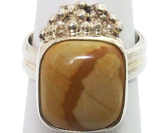 Picture Jasper Ring Set in Sterling, Silver Size 7 r7pje1450