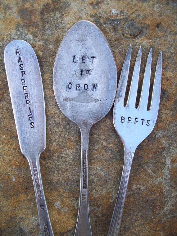 Custom Set of Vintage Spoon Fork and Knife Hand by jessicaNdesigns