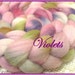 Hand dyed 56s, 29 micron soft wool top for spinning and felting Violets 5.2 oz.