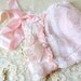 antique lace pink ribbon work bonnet rosette