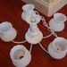 Vintage Hobnail Chandelier with Milk Glass Fluted Shades and Painted White Base at Retro Daisy Girl