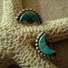 Vintage Native American Sterling Silver & Turquoise Inlay Crescent Moon Earrings .....1234