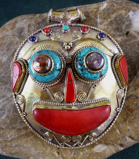 gold tibetan lama pendant